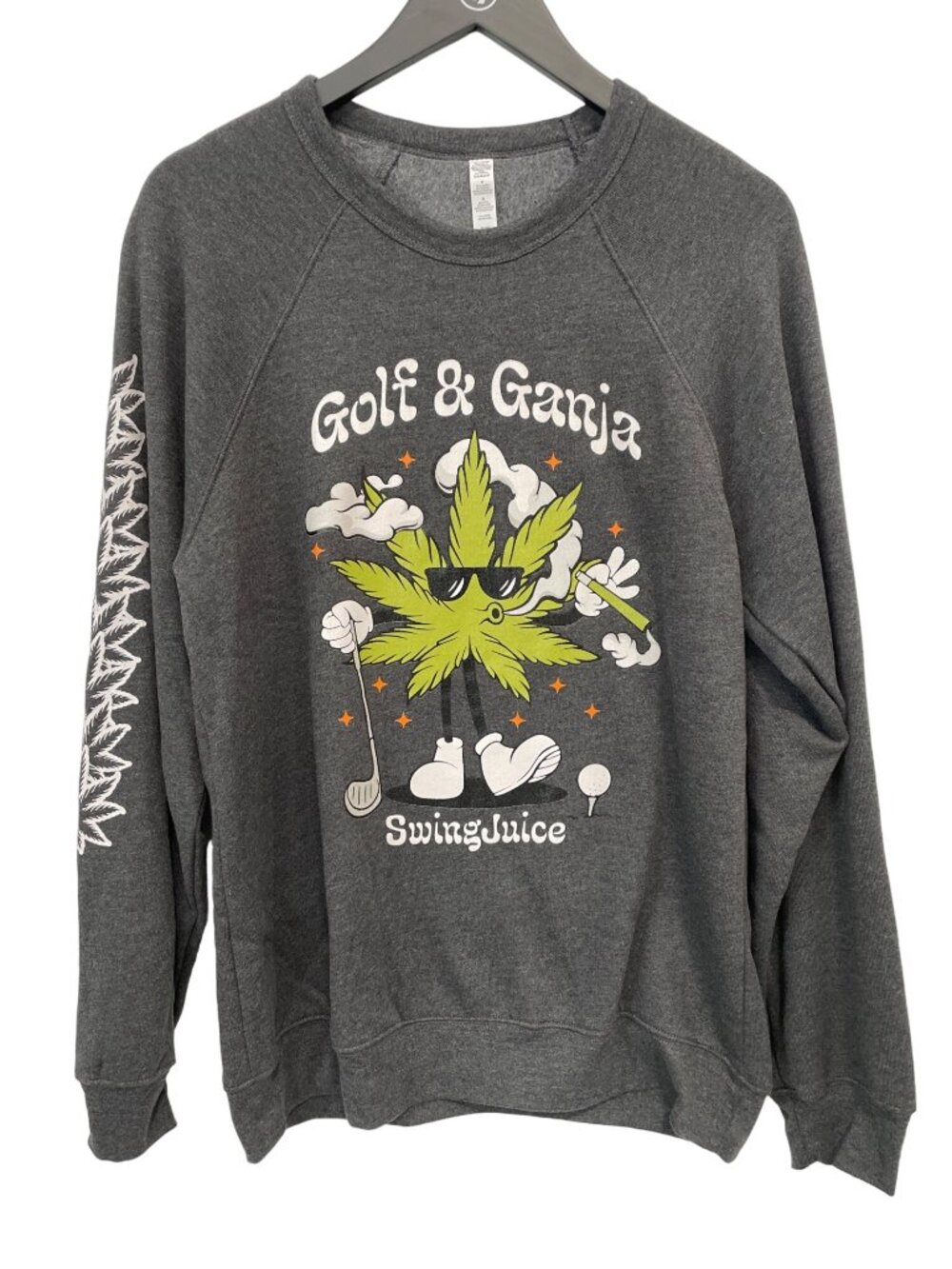 Swing Juice Sweatshirt Large Presents Golf and Ganja Graphic Fleece Gray Comfort